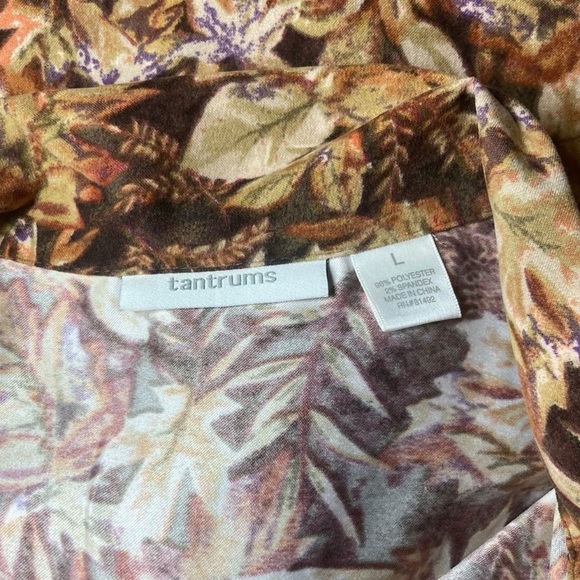 Vintage Tantrums Fall Foliage Leaves Lightweight Button Down Shacket Jacket L - Picture 5 of 5